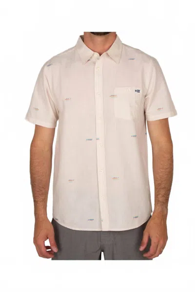 Salty Crew Tight Lines Short Sleeve Woven Shirt In Ivory In White