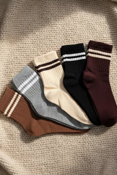 Salty Crush Ace Crew Socks 5 Pack In White