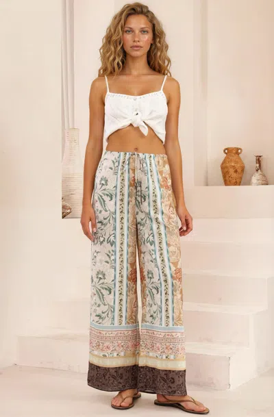 Salty Crush Adelaide Pants - Drawstring High Waisted Wide Leg Pant In Multi