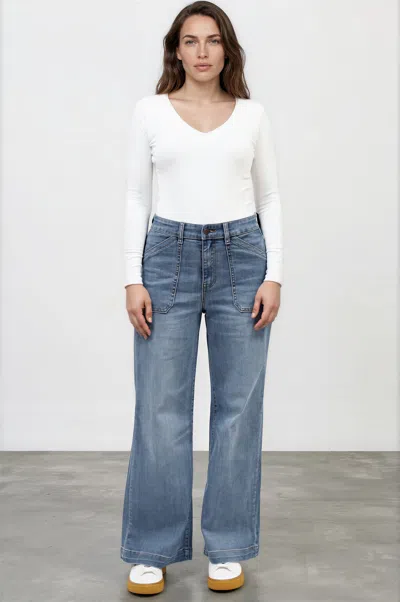 Salty Crush Amonie Jeans - High Waisted Wide Leg Jeans In Blue