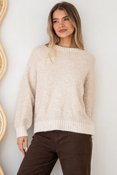 Salty Crush Aura Jumper - Crew Neck Jumper With Contrast Stripe Trim In White