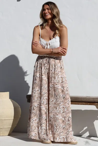 Salty Crush Charli Pants - Paper Bag High Waisted Wide Leg Pants In Neutral