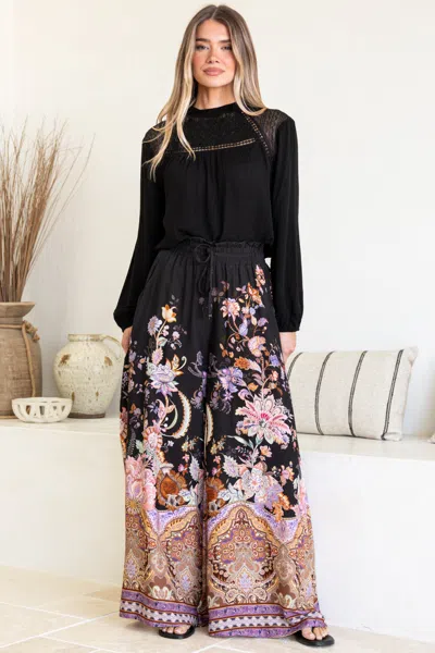 Salty Crush Charli Pants - Paper Bag High Waisted Wide Leg Pants In Black
