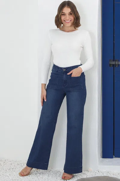Salty Crush Cindy Wide Leg Jeans In Blue