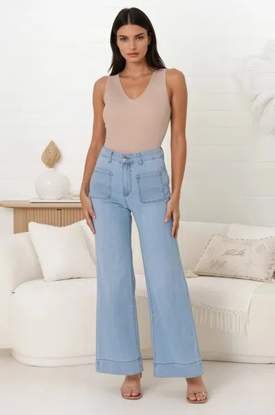 Salty Crush Cindy Wide Leg Jeans In Gray