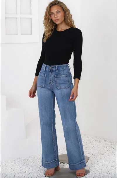 Salty Crush Cindy Wide Leg Jeans In Black