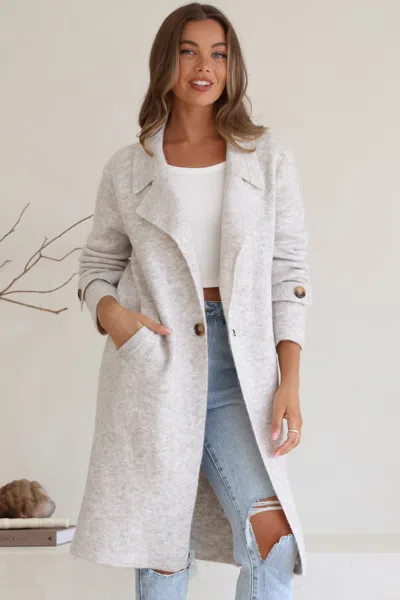 Salty Crush Griffin Cardigan - Collared Button Closure Coatigan With Pockets In White
