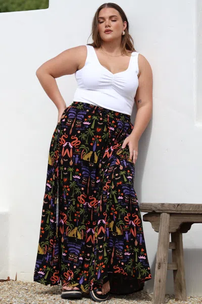Salty Crush Hellen Maxi Skirt - High Waisted Skirt With Front Splits In Black