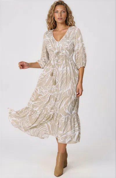 Salty Crush Jaden Midi Dress - Elasticated Bodice A-line Dress In White