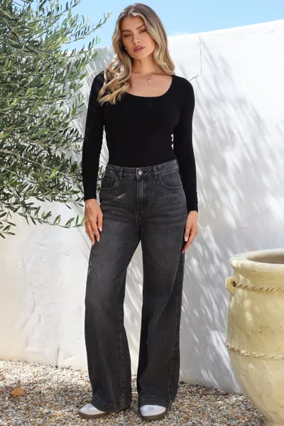 Salty Crush Kash Jeans - Relaxed Mid Rise Mum Jeans In Gray