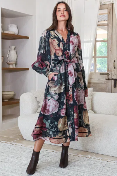 Salty Crush Langdon Midi Dress - Mandarin Collar Button Down Dress With Matching Belt In Black