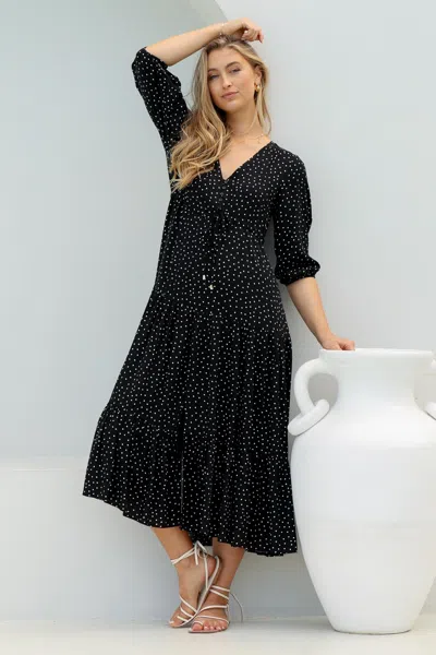 Salty Crush Montania Maxi Dress - Buttoned Bodice Pull In Black