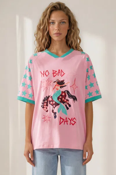 Salty Crush No Bad Days Tee - Graphic Print Short Sleeve T-shirt In Pink