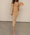 Salty Knit Sweater And Skirt Set In Camel