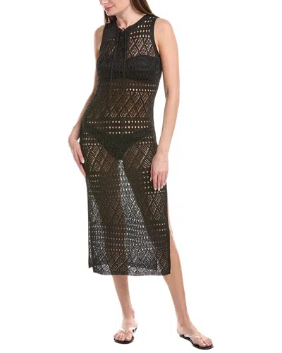 Salty Lemon Laced Up Front Maxi Dress In Black