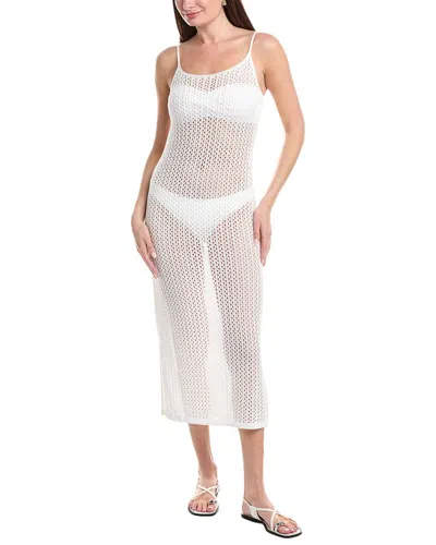 Salty Lemon Open Knit Long Tank Dress In Neutral