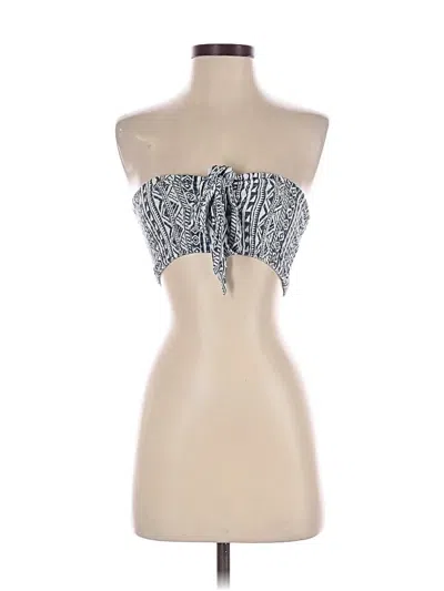 Pre-owned Salty Lemon Tube Top Silver Strapless Neckline Tops