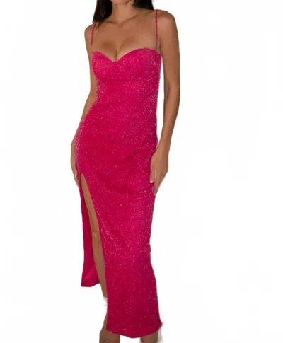 Salty Mari Glitter Midi Dress In Pink