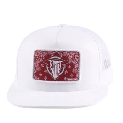 Salty Rodeo White With The Burgundy Gambler Bandana Patch Cap