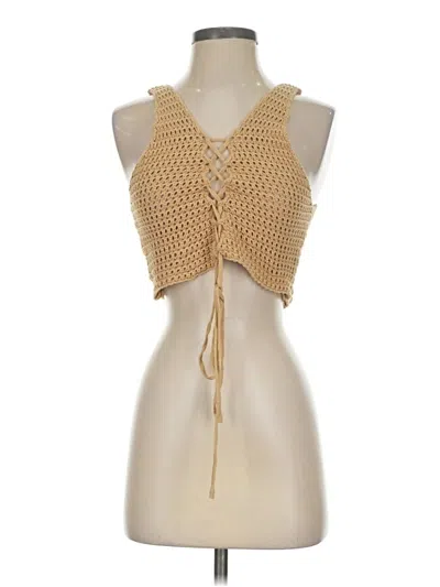 Pre-owned Salty Sleeveless Top Tan Halter Neckline Tops