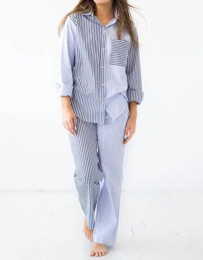 Salua 2 Pc Stripe Pj Set In Light Blue Navy In Multi