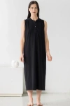 Salua Aisha Relaxed Sleeveless Sleep Maxi Tunic In Black