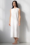 Salua Aisha Relaxed Sleeveless Sleep Maxi Tunic In White