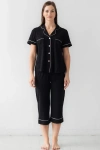 Salua Classic Luxury Capri Pajamas In Black