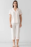 Salua Classic Luxury Capri Pajamas In White