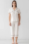 Salua Classic Luxury Capri Pajamas In White