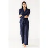 Salua Mandarin Collar Soft Pima Cotton Pajamas In Blue
