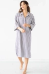 Salua Oversized Button Down Long Shirt In Blue