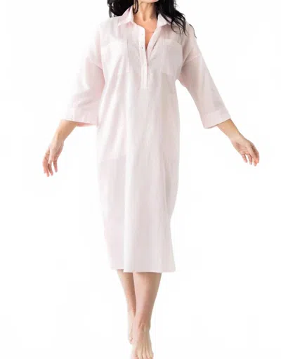 Salua Oversized Button Down Long Sleep Shirt In Pink