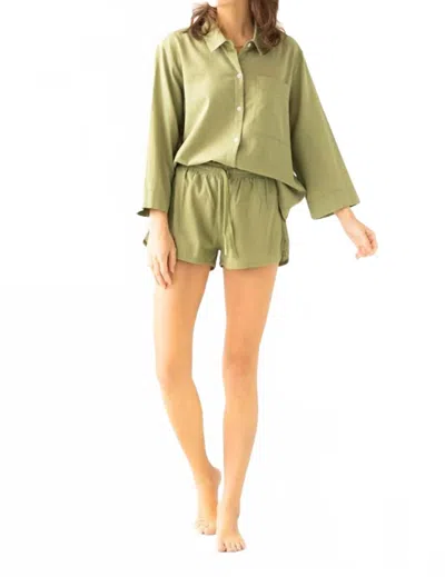 Salua Oversized Button Down Shirt In Green Grass