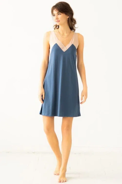 Salua Riviera Illusion Mesh Nightie In Blue