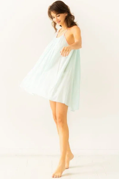 Salua The Marigold Cotton Lounge Short Dress In Blue