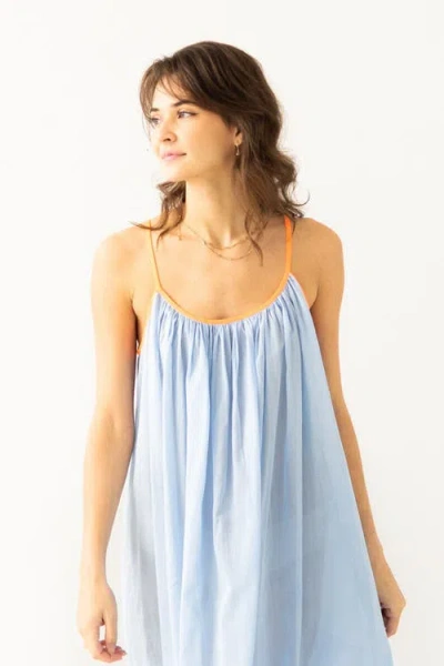 Salua The Marigold Cotton Lounge Short Dress In Blue