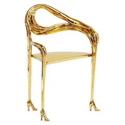 Pre-owned Salvador Dali Brass Armchair Model "leda" By Salvador Dalí 20th Century Spanish Design In Sand