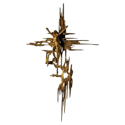 Pre-owned Salvador Dali Brutalist Crucifix In Brass After Dali's Painting, Spain, 1970 In Brown