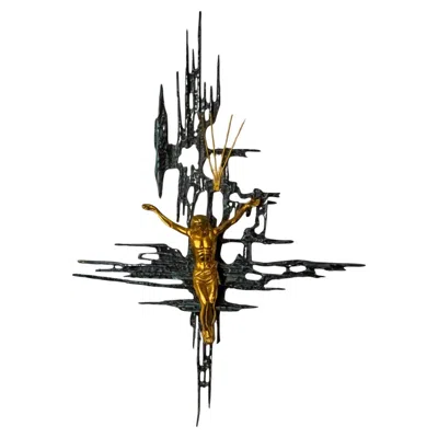 Pre-owned Salvador Dali Brutalist Crucifix In Brass After Dali's Painting, Spain, 1980s In Black