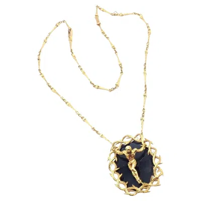 Pre-owned Salvador Dali Christ Saint John On The Cross Yellow Gold Onyx Bracelet Necklace