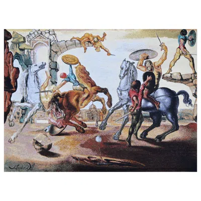 Pre-owned Salvador Dali French Tapestry Jacquard Manufactry -  Battle Over A Dandeli - 1608 In Gray