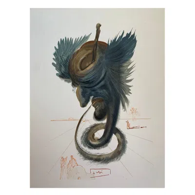 Pre-owned Salvador Dali « Inferno Canto 20 Diviners And Sorceres » Engraving 1970 In Gray