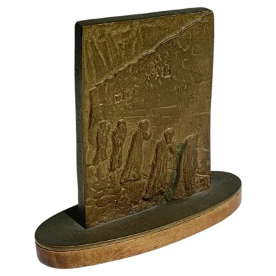 Pre-owned Salvador Dali Salvador Dalí "jerusalem 3000" Double-sided Bronze Commemorative Plaque, 1960's In Brown