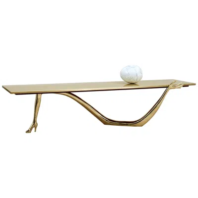 Pre-owned Salvador Dali Low Brass Table Model "leda" By Salvador Dalí, Spanish Surrealist Design In Sand