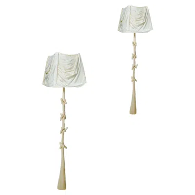 Pre-owned Salvador Dali Pair Of  Contemporary Lime-wood Muletas Lamps Sculptures By Bd In Transparent