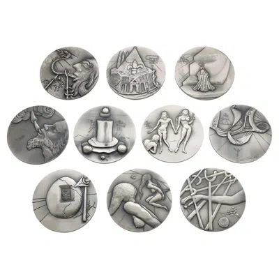 Pre-owned Salvador Dali ‘the Ten Commandments' Silver Medal Set By Salvador Dalí