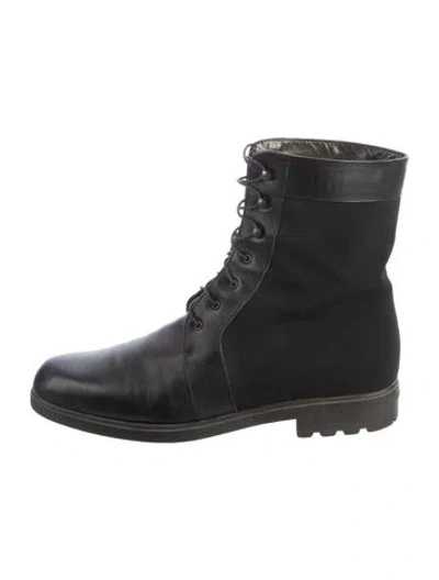 Pre-owned Salvatore Ferragamo Sport Leather Combat Boots In Black