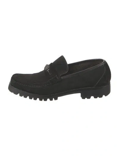Pre-owned Salvatore Ferragamo Sport Suede Loafers In Black
