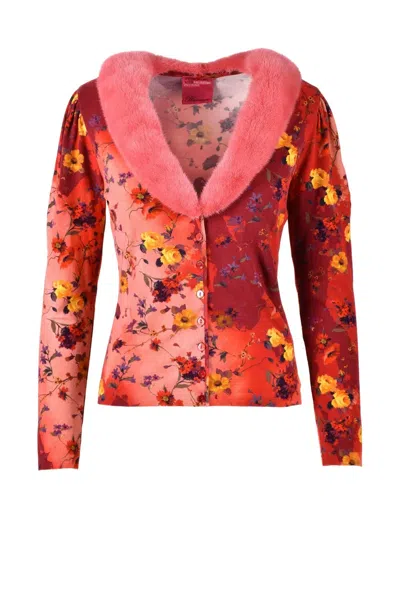 Salvatore Piccione Blumarine Viscose Polyester Cardigan - Red